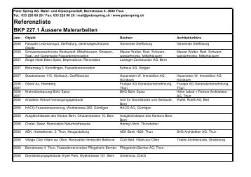 Referenzliste BKP 227.1 Äussere Malerarbeiten - OLMeRO