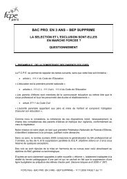 BAC PRO. EN 3 ANS â BEP SUPPRIME - Site de la FCPE Paris