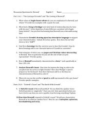 Discussion Questions for Beowulf English 3 Name - Fcserver.nvnet.org