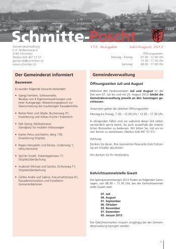 Der Gemeinderat informiert - Gemeinde Schmitten