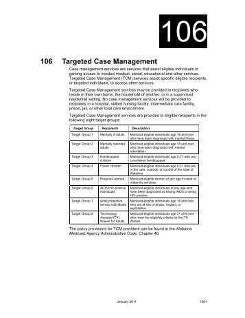 Chapter 106 Targeted Case Management - Alabama Medicaid Agency