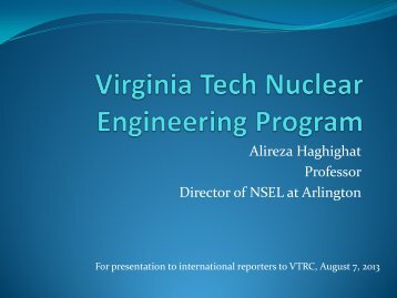 Virginia Tech Nuclear Engineering Program , VT-NEP