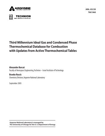 Third Millennium Ideal Gas and Condensed Phase Thermochemical ...