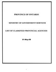 Agency List - Doing Business with Government - Ontario