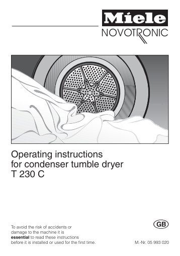 Operating instructions for condenser tumble dryer T 230 C
