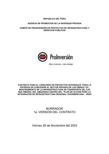 Contrato IIRSA Centro - ProinversiÃ³n
