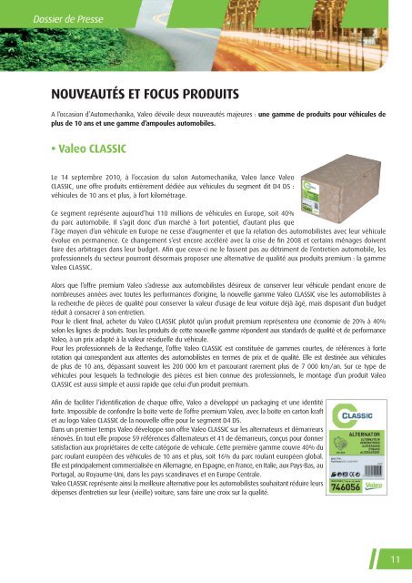 NouveautÃ©s et focus produits - Valeo