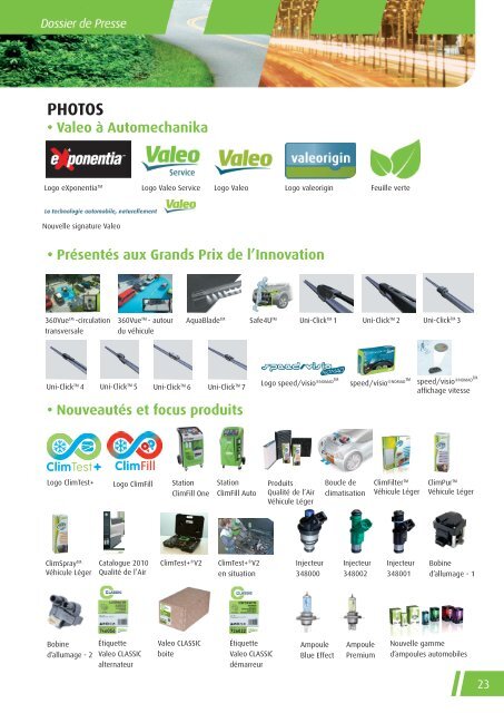 NouveautÃ©s et focus produits - Valeo