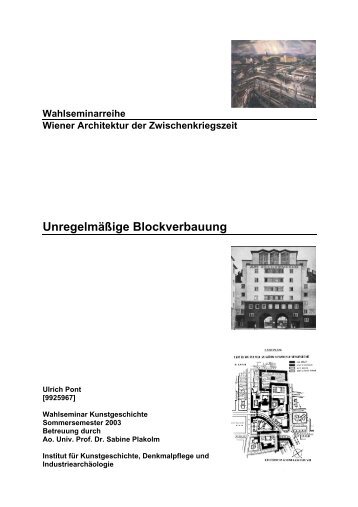 Wahlseminarreihe Wiener Architektur der Zwischenkriegszeit ...