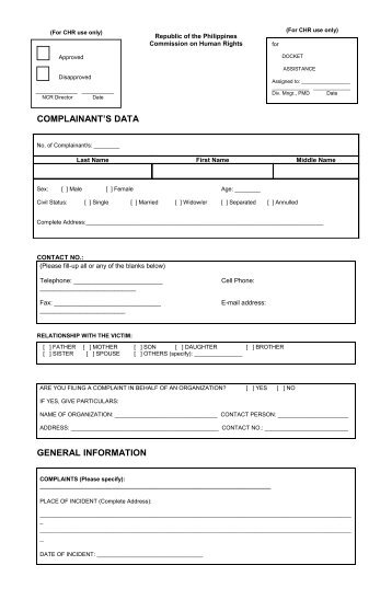 (Form 9) HRV Complaint - Commission on Human Rights