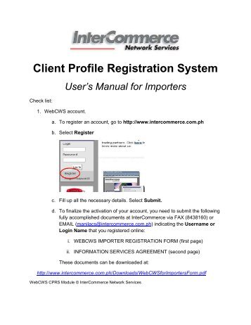 Client Profile Registration System - InterCommerce Network Services