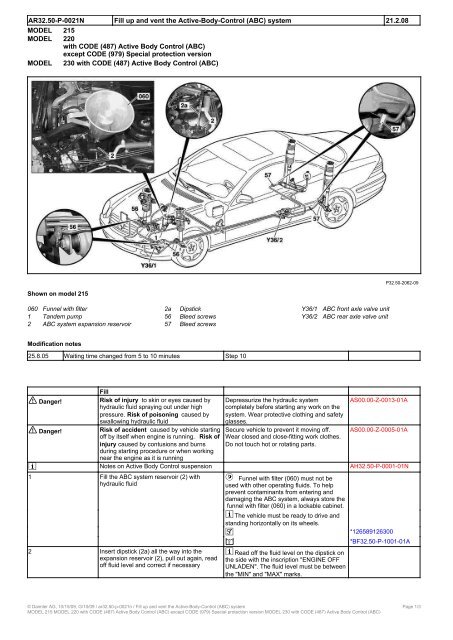 Fill up and vent the Active-Body-Control (ABC) system - JustAnswer