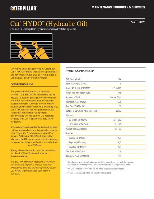 Cat HYDO (Hydraulic Oil) - Venequip