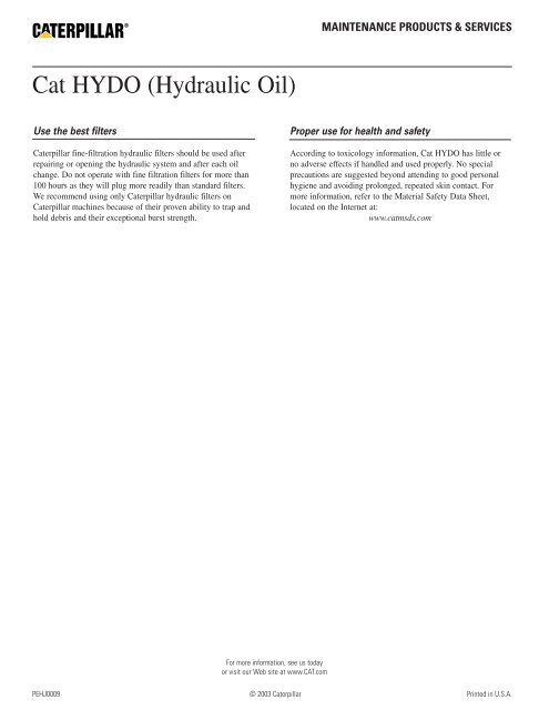 Cat HYDO (Hydraulic Oil) - Venequip