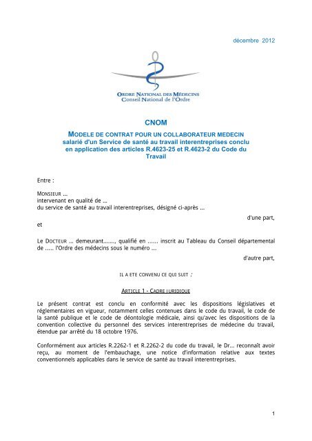 Moda Le De Contrat De Collaborateur Ma C Decin En Service De Santa C Au