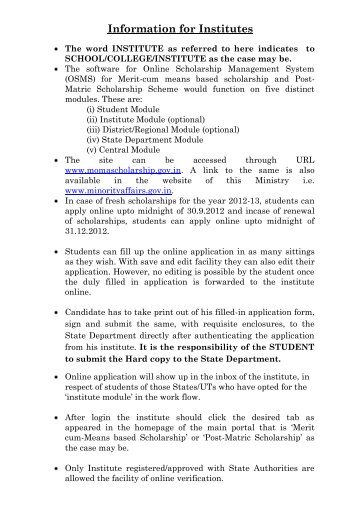 Information for Institutes - e-Scholarships