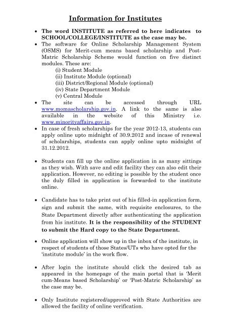 Information for Institutes - e-Scholarships