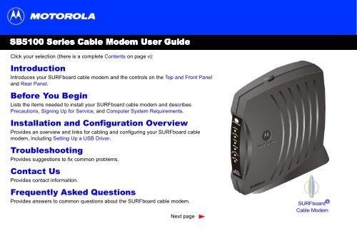 SB5100 Series Cable Modem User Guide Introduction ... - Optimum