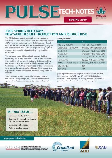 IN THIS ISSUE... 2009 SPriNg Field dAyS New ... - Pulse Australia