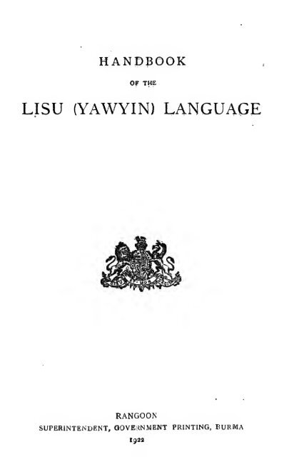 Handbook of the Lisu (Yawyin) language - Cryptm.org