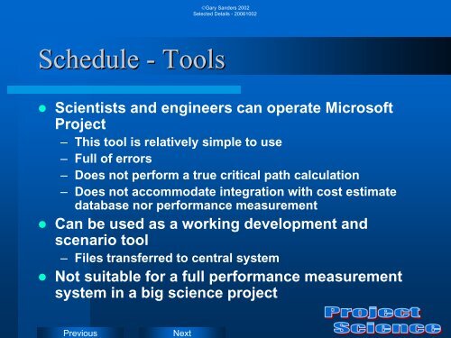 Selected Details in Project Management