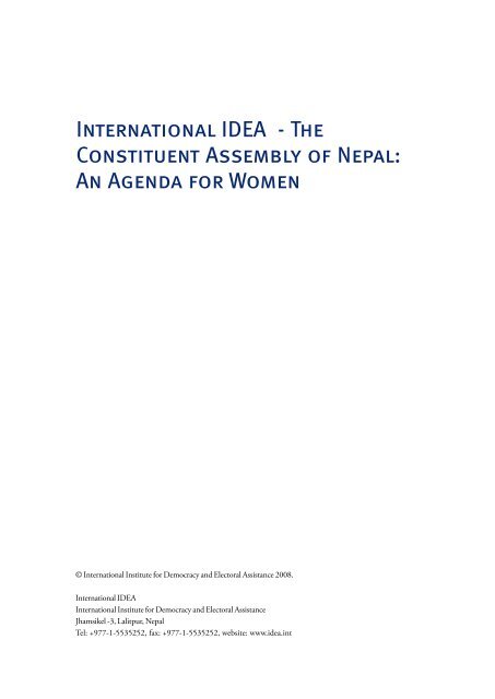 The Constituent Assembly of Nepal: An Agenda for Women - CAPWIP