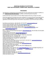 montana board of outfitters first aid providers ... - Montana DLI