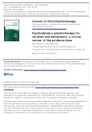 Psychodynamic psychotherapy for children and adolescents: a ...