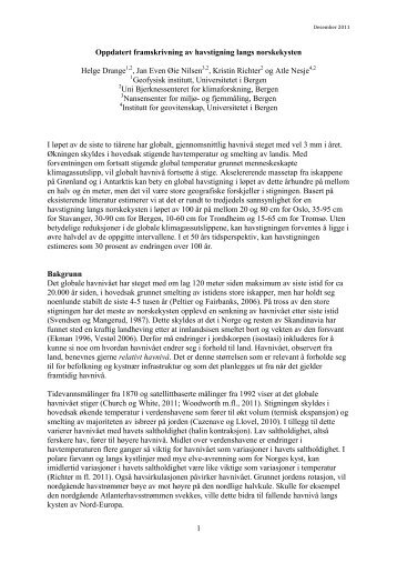 Oppdatert framskriving av havstigning langs norskekysten (pdf)