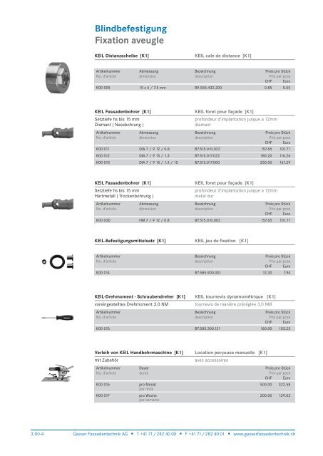 Blindbefestigung Fixation aveugle - Gasser Fassadentechnik