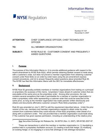 NYSE Information Memo 07-107 - CE Council