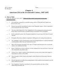 Chapter 4 American Life in the Seventeenth Century, 1607 ... - Main