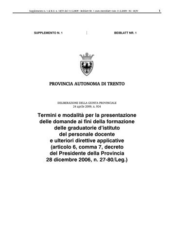 provincia autonoma di trento - Regione Autonoma Trentino Alto Adige