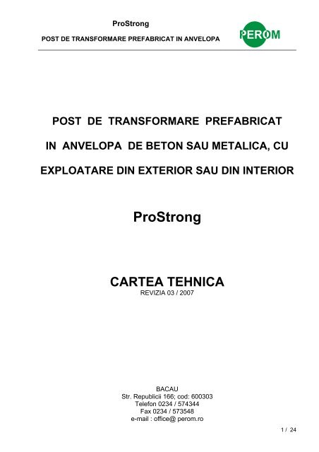 POST DE TRANSFORMARE PREFABRICAT - Electrotehno