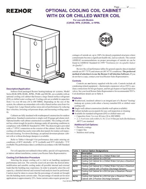 optional cooling coil cabinet with dx or chilled ... - Agencespl.com