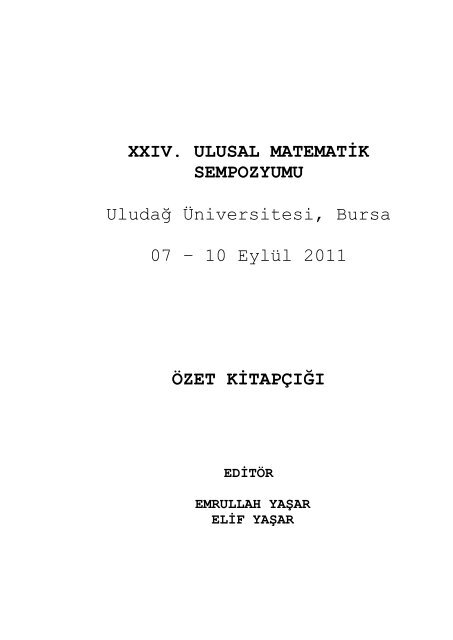 xxıv. ulusal matematik sempozyumu - Uludağ Üniversitesi