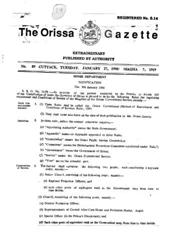 Notification No-SRO-16/98 Dated 09/01/1998 - Home Department