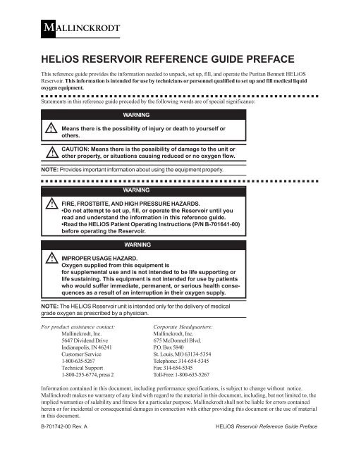 HELiOS RESERVOIR REFERENCE GUIDE PREFACE