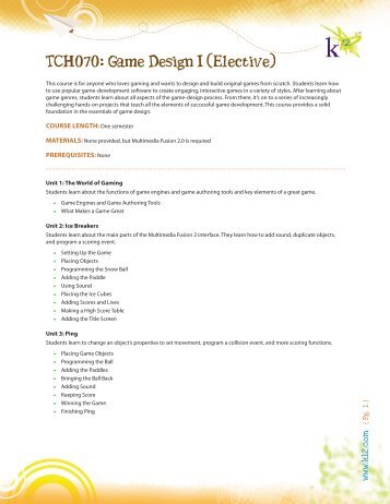TCH070: Game Design I (Elective) - K12.com