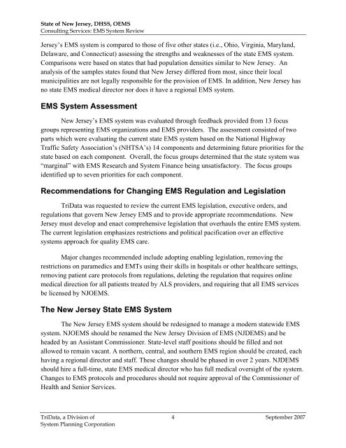 EMS System Review - State of New Jersey