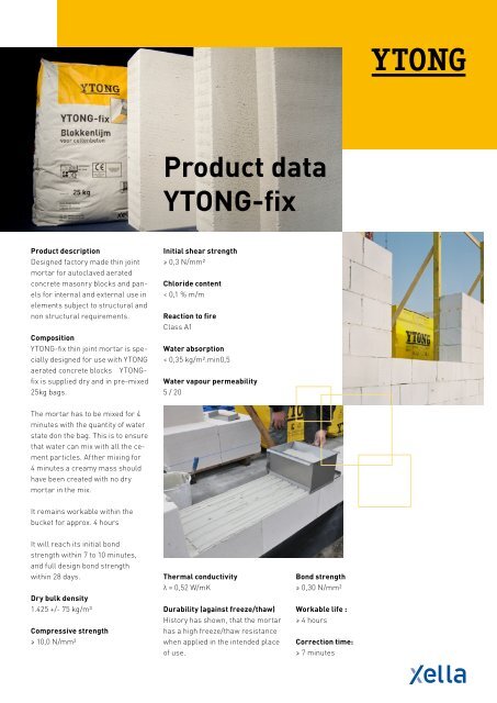 Product data YTONG-fix - Xella UK