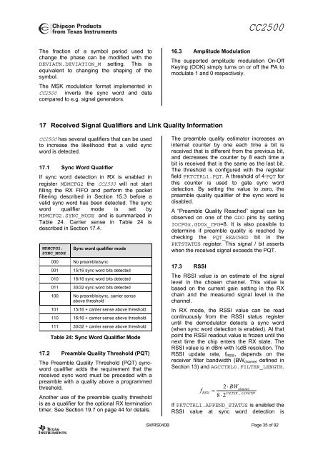 Single-Chip Low Cost Low Power RF-Transceiver (Rev. B