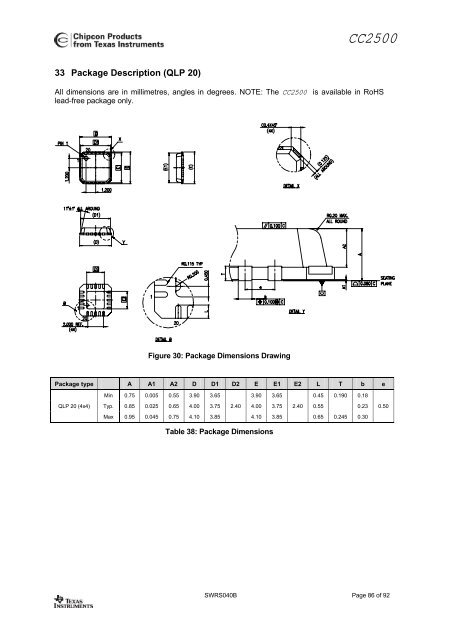 Single-Chip Low Cost Low Power RF-Transceiver (Rev. B