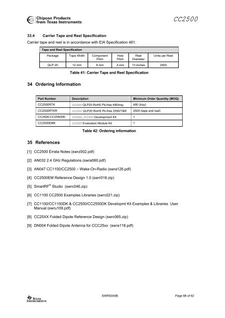 Single-Chip Low Cost Low Power RF-Transceiver (Rev. B