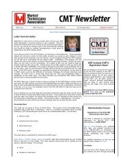 Letter from the Editor CMT Institute - Market Technicians Association