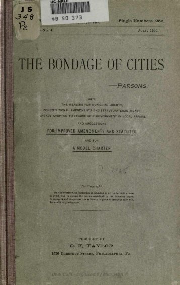 THE BONDAGE OF CITIES - The Community Environmental Legal ...