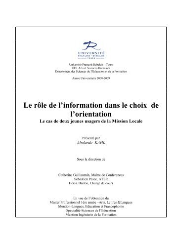 ThÃ©orie tripolaire de la formation - UniversitÃ© FranÃ§ois Rabelais