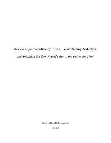 Review of journal article by Ruth E. Iskin: “Selling, Seduction, and ...
