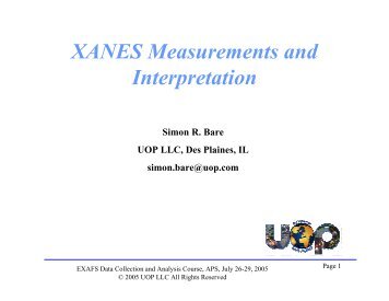 XANES Measurements and Interpretation - CARS