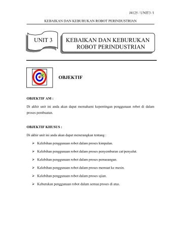 unit 3 kebaikan dan keburukan robot perindustrian